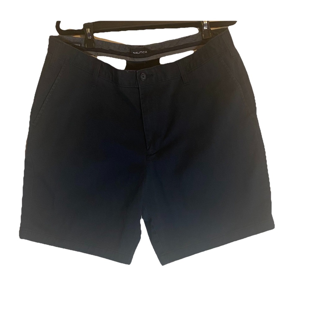 Nautica Chino Shorts Size 38W Cotton Navy Blue Flat Front Men's - Picture 2 of 6